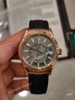 AR+ Factory Weighted Version Rolex SKY-DWELLER Gray Face Rubber Strap Watch 42mm